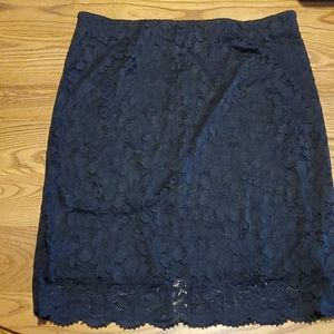 Black lined lace skirt.